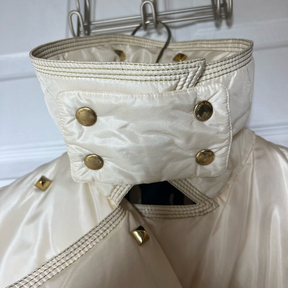 RARE ROBERTO CAVALLI VINTAGE IVORY GOLD STUDDED PUFFER JACKET SIZE L - Picture 5 of 12